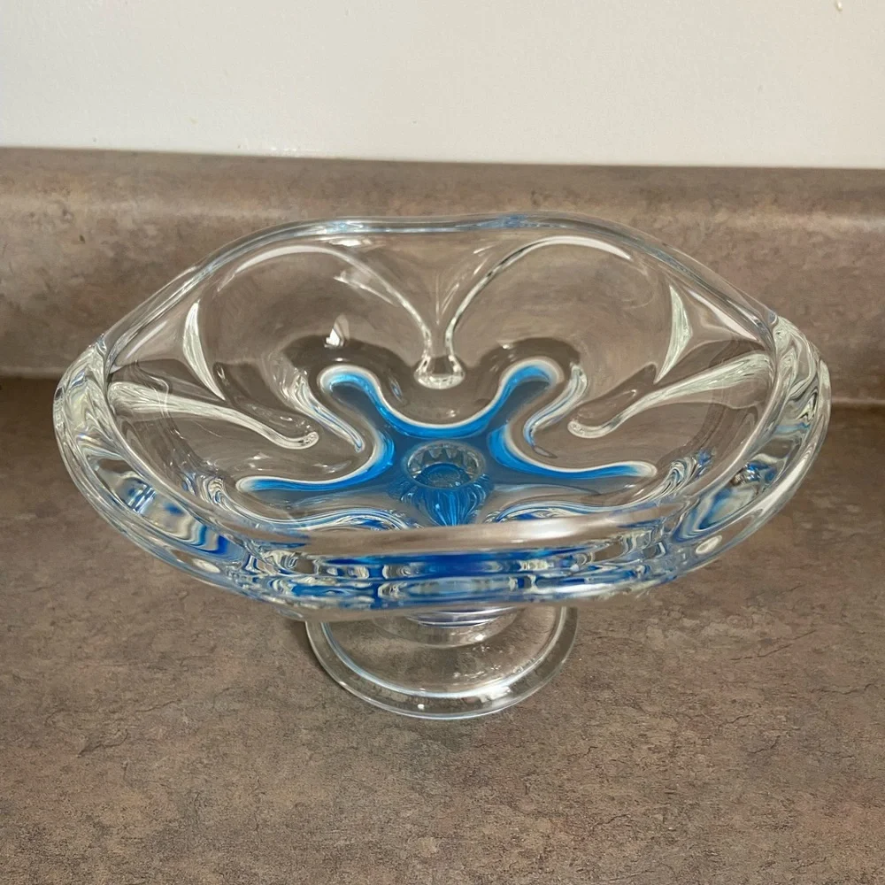 Blue and clear glass candy dish - Picture 1 of 5